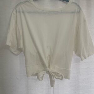 Aerie Cream Tie-Front Crop Top